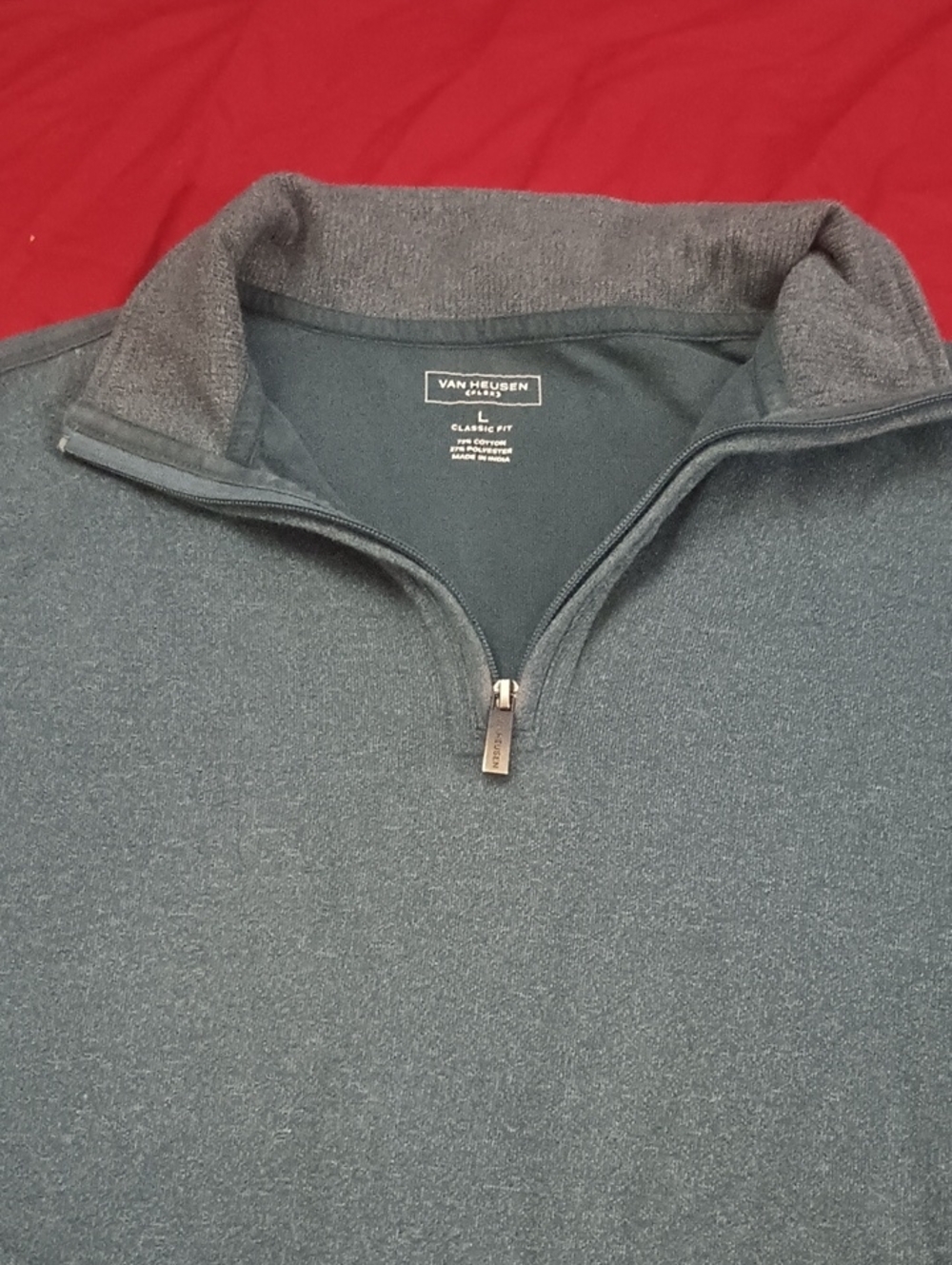 Van Heusen Men's Zip Up Sweater in Heather Gray L Like New Comfy Casual Soft